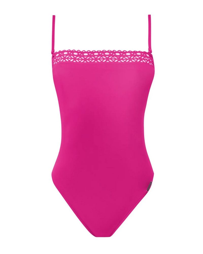 Traje de baño una pieza bandeau preformado Lise Charmel Ajourage Couture (Ajourage Fuchsia)
