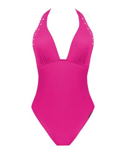 One-piece swimsuit seduction plunging back Lise Charmel Ajourage Couture (Ajourage Fuchsia)