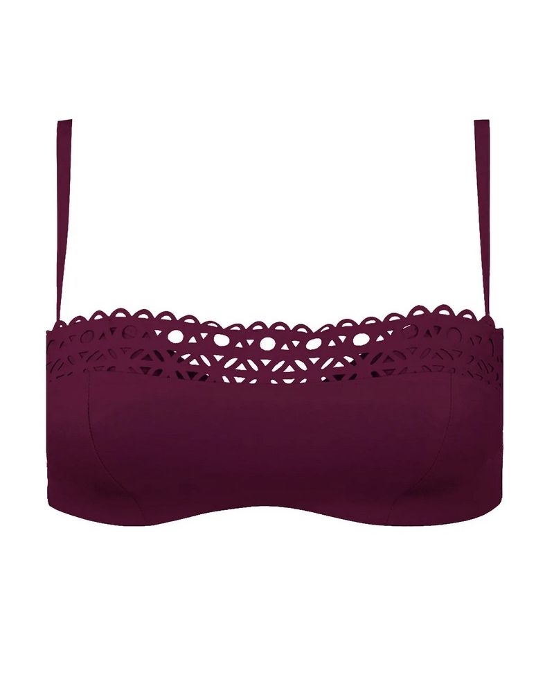 Sujetador de baño bandeau preformado Lise Charmel Ajourage Couture (Ajourage Prune)