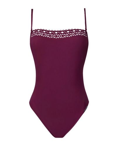 Padded one-piece swimsuit bandeau Lise Charmel Ajourage Couture (Ajourage Prune)