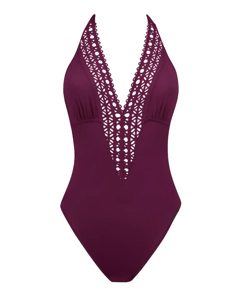 One-piece swimsuit seduction Lise Charmel Ajourage Couture (Ajourage Prune)