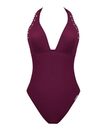 One-piece swimsuit seduction plunging back Lise Charmel Ajourage Couture (Ajourage Prune)