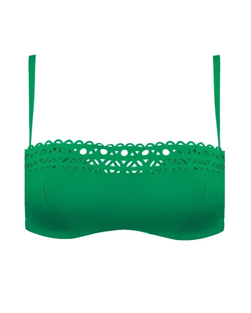 Sujetador de baño bandeau preformado Lise Charmel Ajourage Couture (Ajourage Vert)