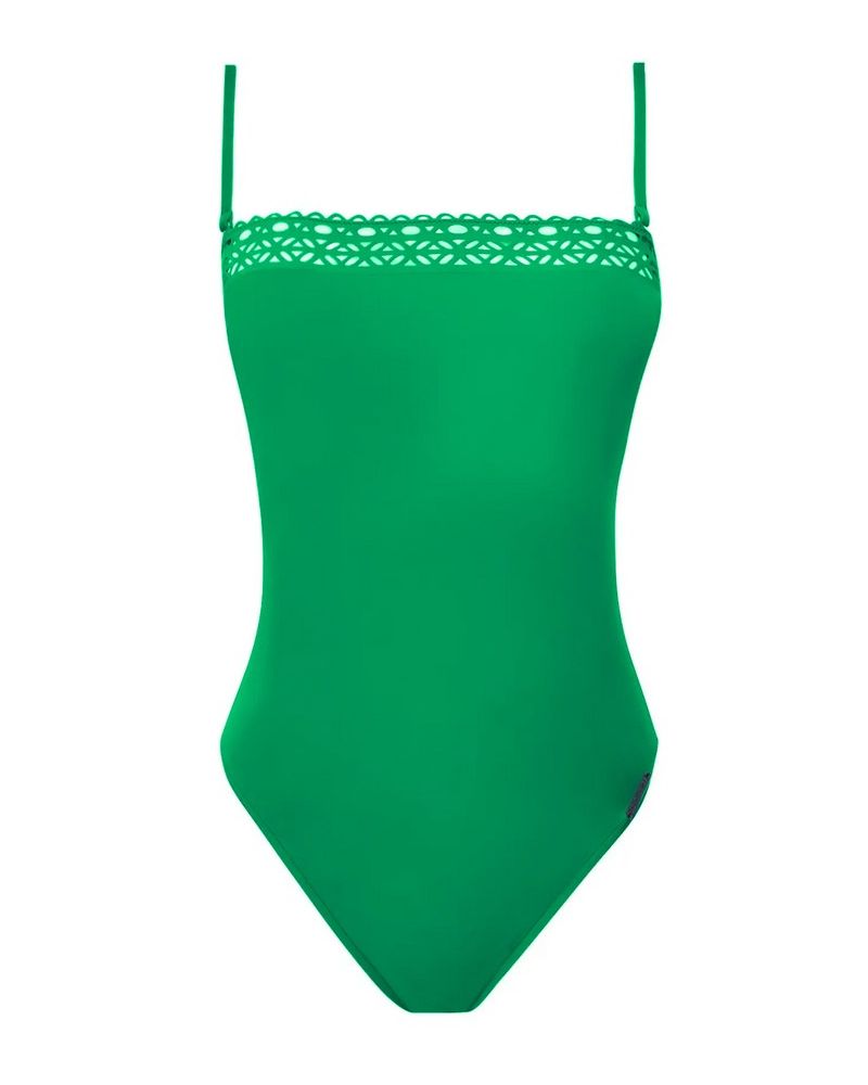 Traje de baño una pieza bandeau preformado Lise Charmel Ajourage Couture (Ajourage Vert)