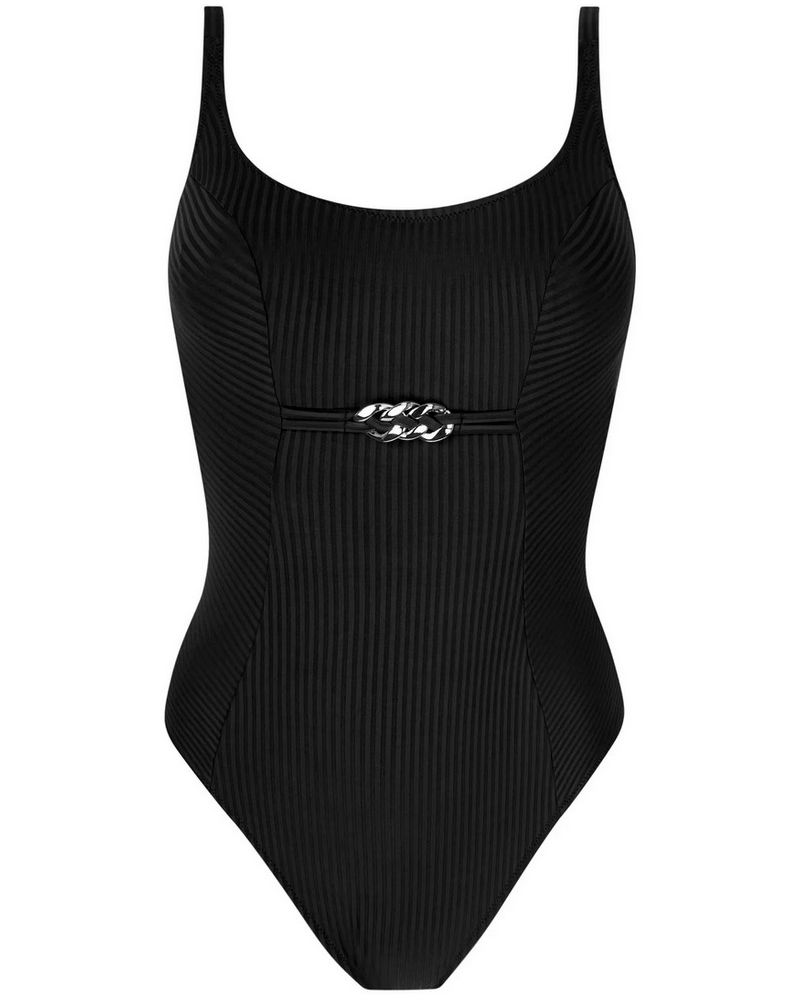 Underwired support one-piece swimsuit swimmer Antigel La Stricto Chic (Black)