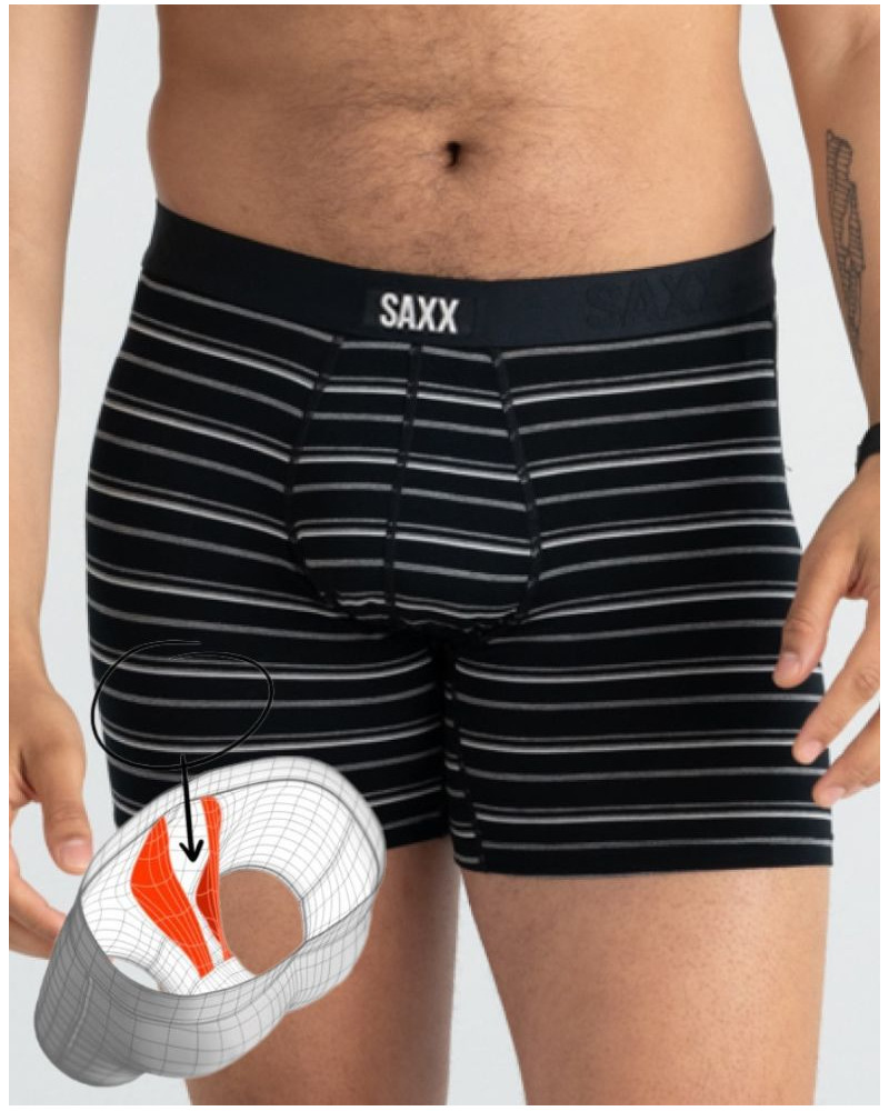 Boxer à braguette Saxx Vibe Xtra (Rayure côte noir)