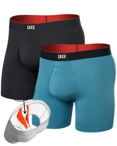 Set of 2 boxers with fly Multi-Sport Mesh Saxx (Bleu/Noir)