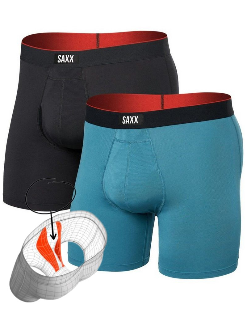 Paquete de 2 boxers con bragueta Saxx Multi-Sport Mesh (Bleu/Noir)