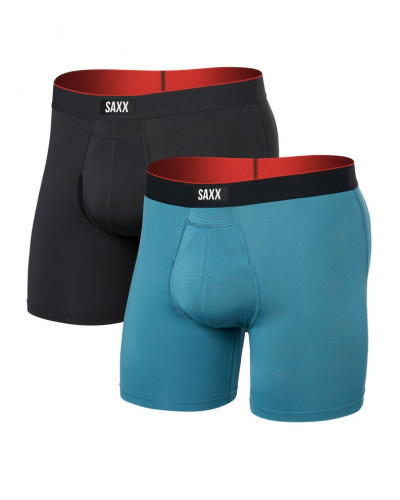 Set of 2 boxers with fly Multi-Sport Mesh Saxx (Bleu/Noir)