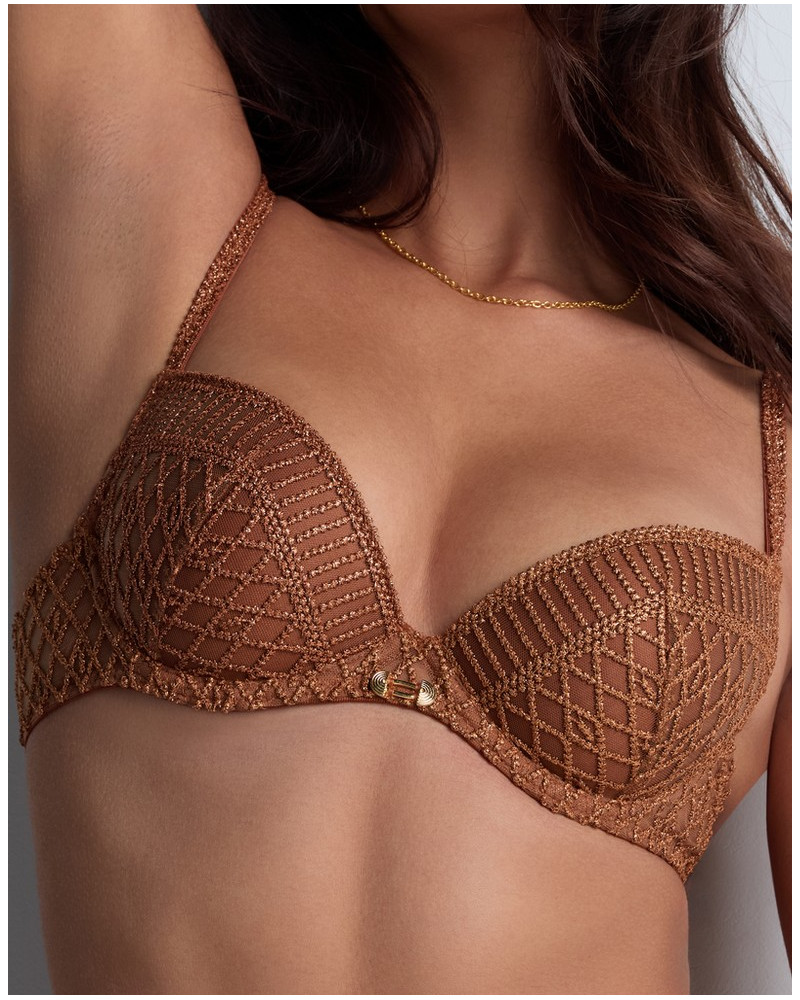 Plunge cup bra Aubade Stardust Dream (Amber Gold)