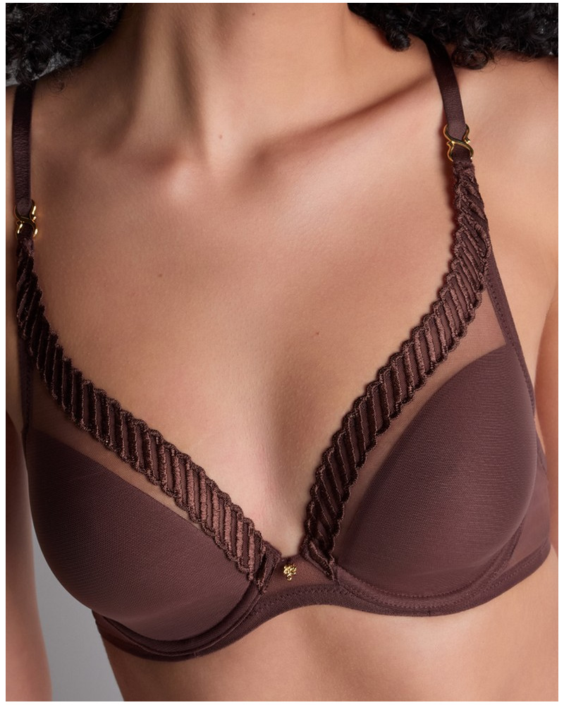 Underwired triangle bra Aubade Sheer Emotion (Sepia)