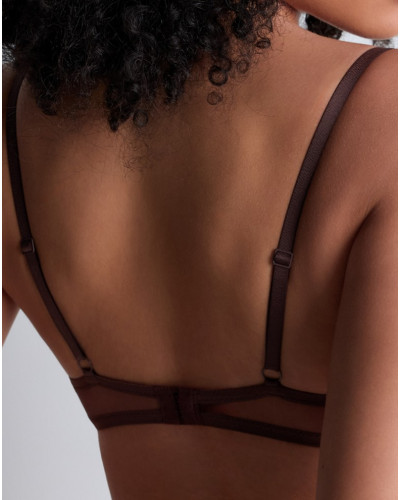 Padded plunge bra Aubade Sheer Emotion (Sepia)