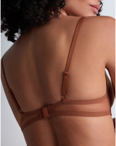 Padded plunge bra Aubade Sheer Emotion (Honey)