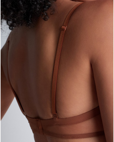 Soutien-gorge bandeau plunge Aubade Sheer Emotion (Honey)