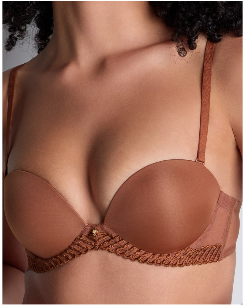 Strapless bra plunge Aubade Sheer Emotion (Honey)