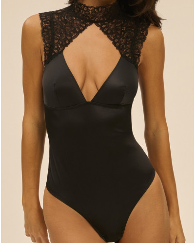 Body string en satin Simone Pérèle Symphonie (Noir)