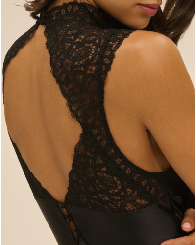 Body string en satin Simone Pérèle Symphonie (Noir)