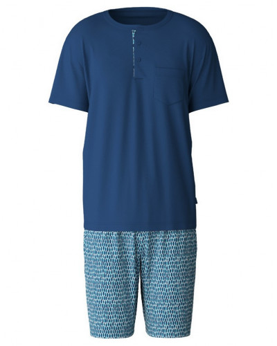 Pyjama short Calida Relax Imprint 100% cotton (Pottery Blue)