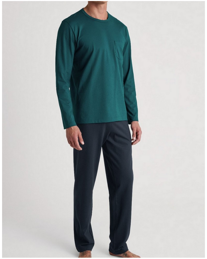 Pyjama long Calida Relax Essentials 100% coton (Legion Blue)