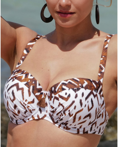 Soutien-gorge de bain coque bonnets profonds Antigel La Chamane (Ethno Blanc)