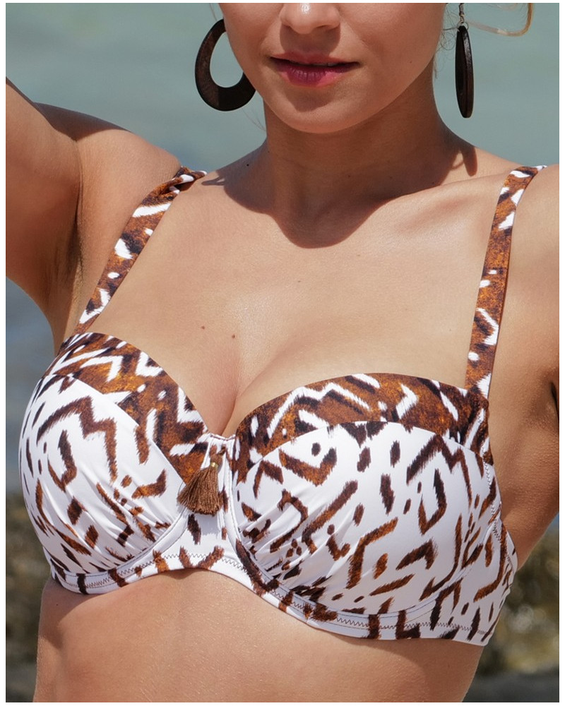 Sujetador de baño preformado copa profunda Antigel La Chamane (Ethno Blanc)