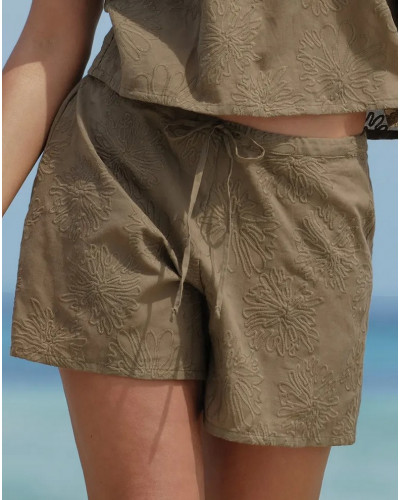 Pantalones cortos de playa 100% Algodón Antigel La Bohème (Kaki Bronze)