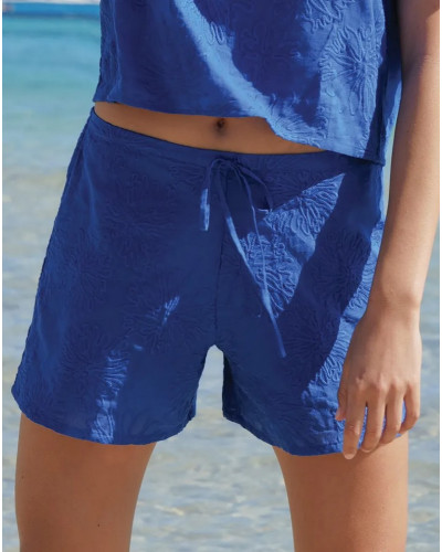 Pantalones cortos de playa 100% algodón Antigel La Bohème (Bleu Tonic)
