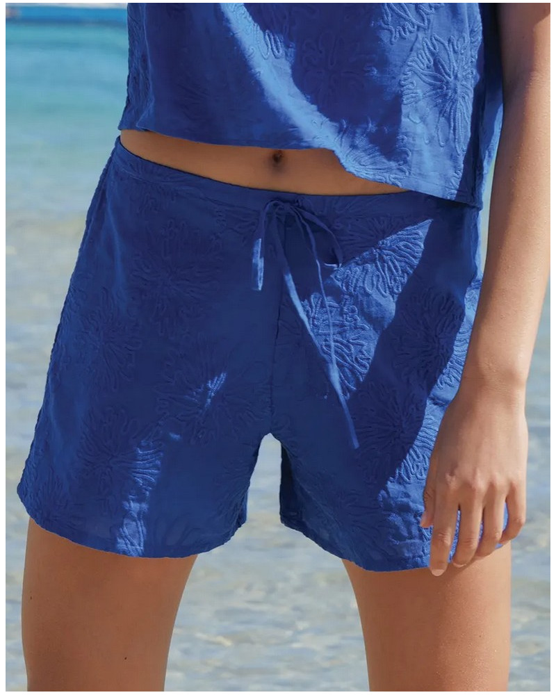 Beach shorts 100% cotton Antigel La Bohème (Bleu Tonic)