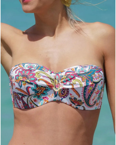 Sujetador de baño sin tirantes preformado copa profunda Antigel La Bayadère (Blanc Flashy)