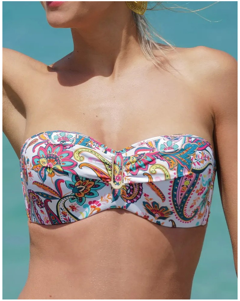 Sujetador de baño sin tirantes preformado copa profunda Antigel La Bayadère (Blanc Flashy)