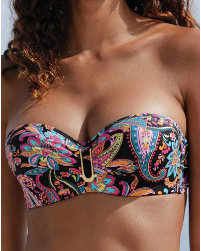 Sujetador de baño sin tirantes preformado Antigel La Bayadère (Noir Flashy)