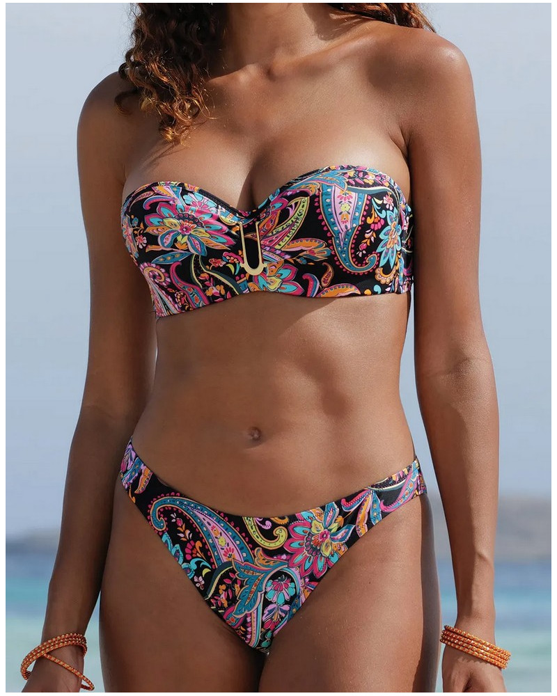 Soutien-gorge de bain bandeau coque Antigel La Bayadère (Noir Flashy)