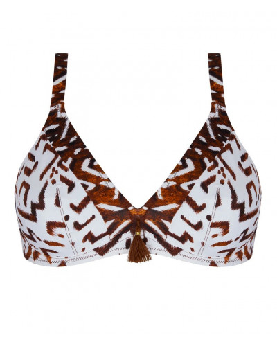 Underwired triangle deep-cup bath bra Antigel La Chamane (Ethno Blanc)
