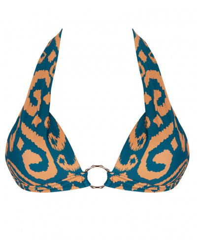 Soutien-gorge de bain triangle coque Antigel La Balinaise (Ikat Vert Orange)