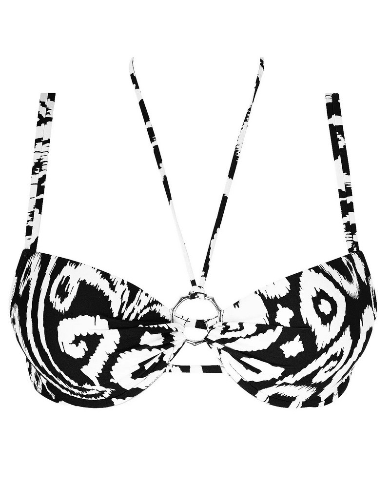 Padded bath bra Antigel La Balinaise (Ikat Noir Blanc)