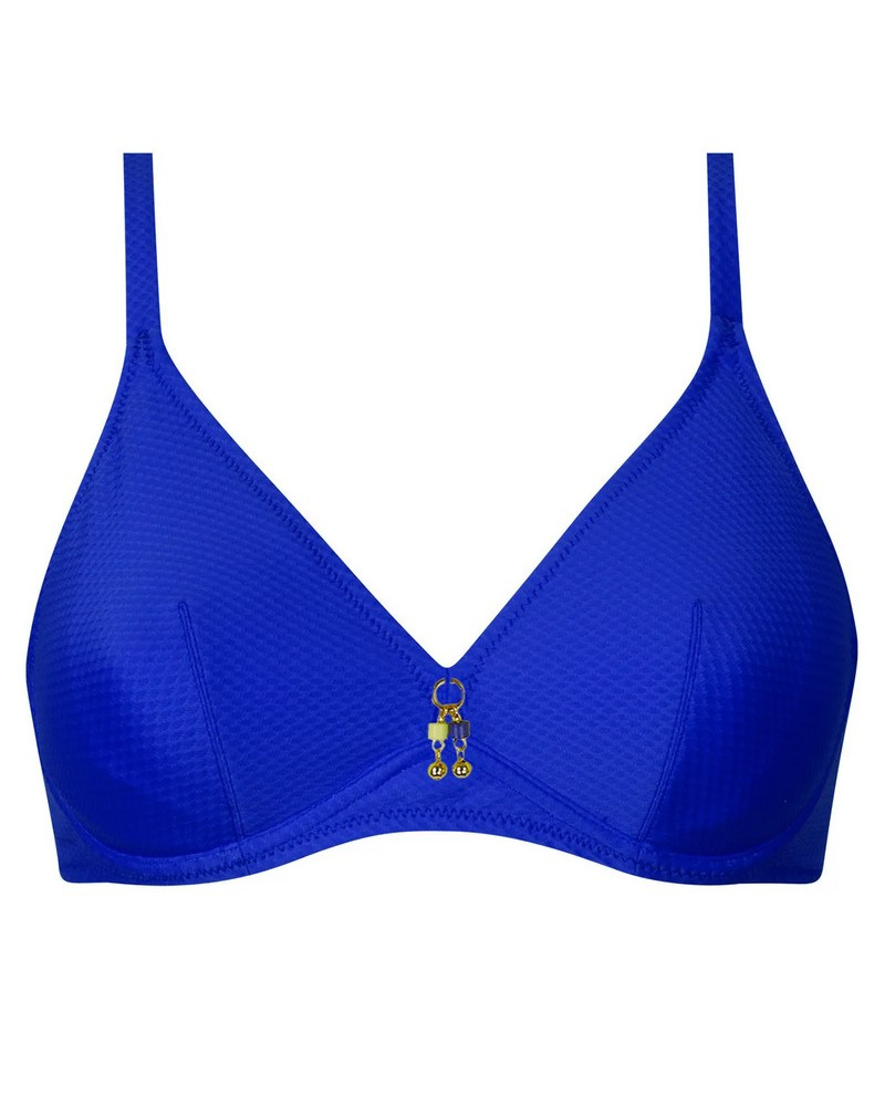 Sujetador de baño triángulo con aros copa profunda Antigel La Vogueuse (Bleu Tonic)
