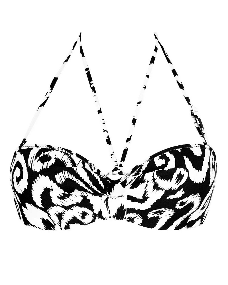 Sujetador de baño sin tirantes preformado Antigel La Balinaise (Ikat Noir Blanc)
