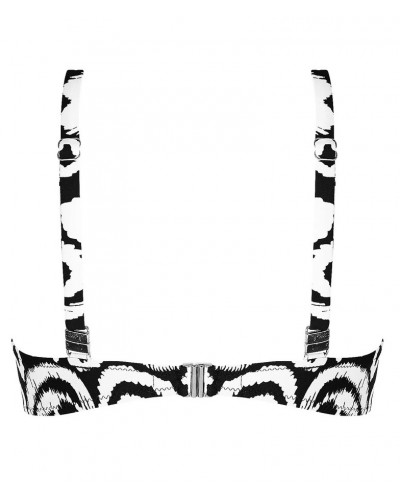 Soutien-gorge de bain armatures triangle bonnets profonds Antigel La Balinaise (Ikat Noir Blanc)