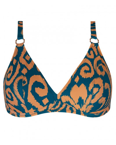 Sujetador de baño triángulo con aros copa profunda Antigel La Balinaise (Ikat Vert Orange)