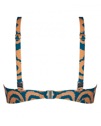 Sujetador de baño triángulo con aros copa profunda Antigel La Balinaise (Ikat Vert Orange)