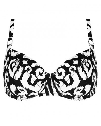 Bath deep-cup demi-bra Antigel La Balinaise (Ikat Noir Blanc)
