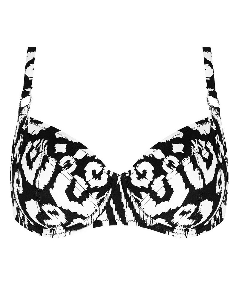 Soutien-gorge de bain corbeille bonnets profonds Antigel La Balinaise (Ikat Noir Blanc)