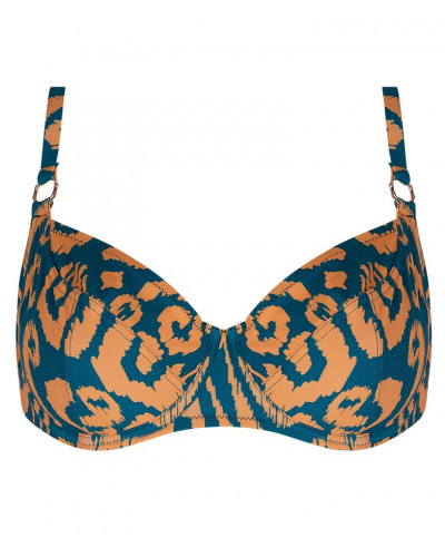 Soutien-gorge de bain corbeille bonnets profonds Antigel La Balinaise (Ikat Vert Orange)
