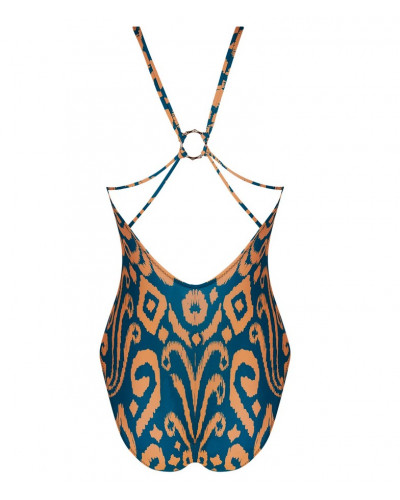 Maillot de bain une pièce nageur Antigel La Balinaise (Ikat Vert Orange)