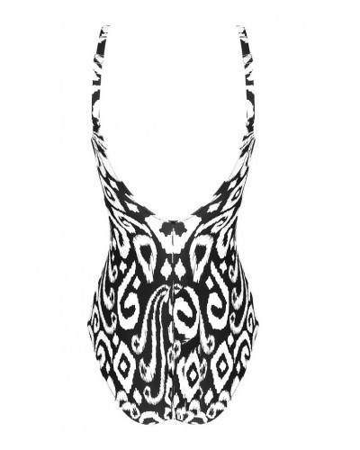 Traje de baño una pieza soporte con aros Antigel La Balinaise (Ikat Noir Blanc)