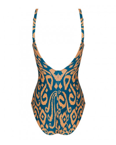 Underwired one-piece support swimsuit Antigel La Balinaise (Ikat Vert Orange)
