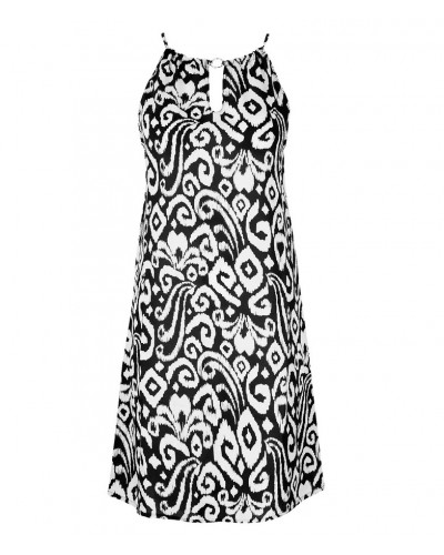 Robe de plage Antigel La Balinaise (Ikat Noir Blanc)
