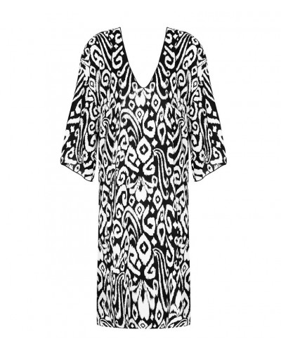 Beach tunic Antigel La Balinaise (Ikat Noir Blanc)