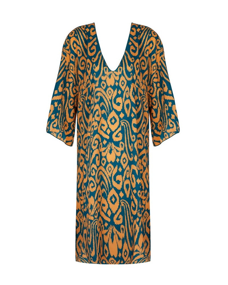 Beach tunic Antigel La Balinaise (Ikat Vert Orange)