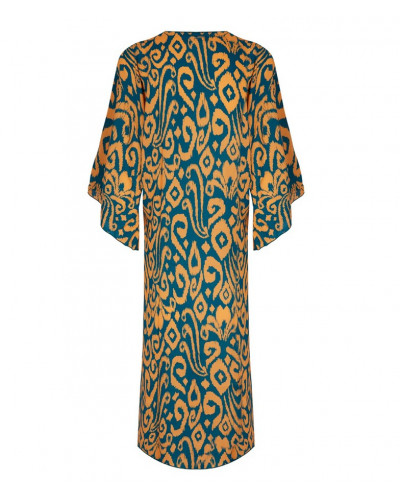 Tunique de plage Antigel La Balinaise (Ikat Vert Orange)